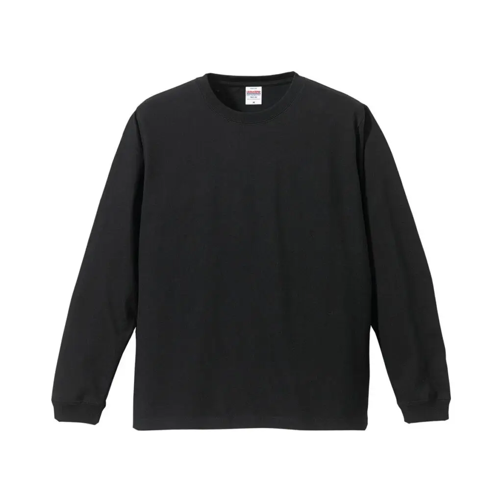 United Athle 55011 ロングスリーブ Tシャツ（1.6インチリブ） ブラック 商品カット