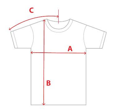 ウルトラコットン トールTシャツ サイズ採寸位置の図