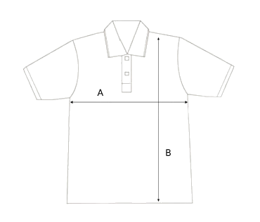 Hammer Pique Polo Shirt diagram of size measurement points