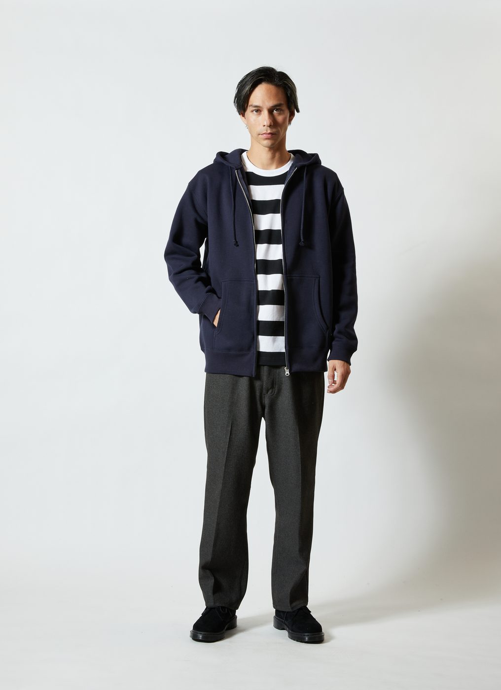 T/C Zip-up Hoodie (Brushed French Terry) wearing shot 5
